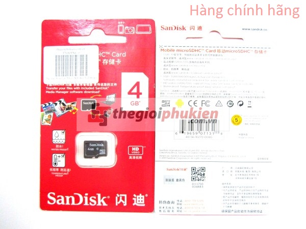 Thẻ nhớ Sandick MicroSD 4G( full box) Công ty